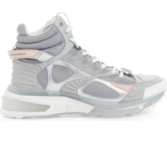 💫 NEW! GIVENCHY GIV 1 Mesh Metallic Clear-Sole High Top Sneakers 💫 - Picture 8 of 17